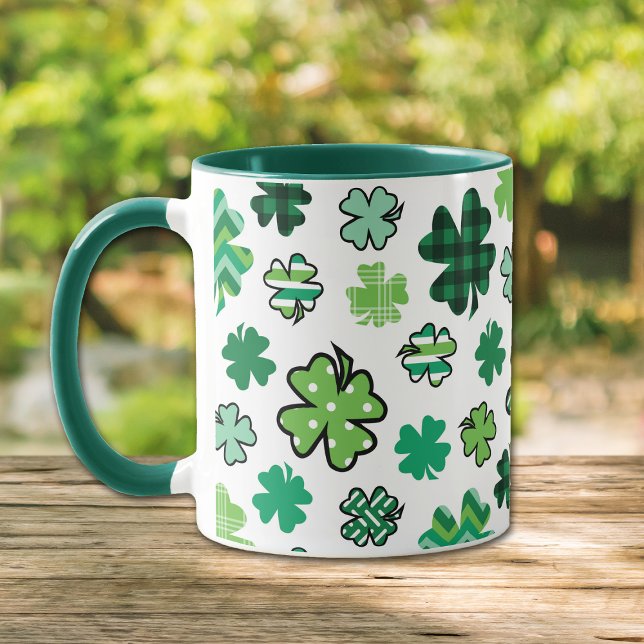 Green Pattern Shamrocks Irish Mug (Creator Uploaded)