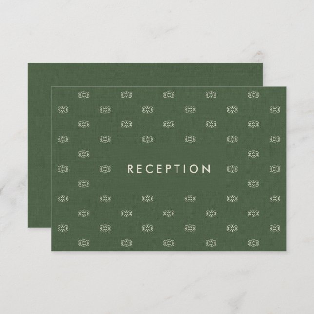 Green Pattern Wedding Reception Cards (Front/Back)