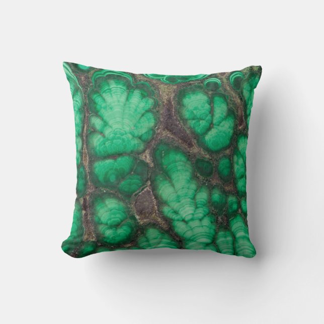 Green Patterned Malachite Throw Pillow (Front)