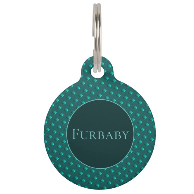Green Patterned Pet ID Tag (Front)