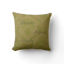 Green patterned Throw Pillow with text