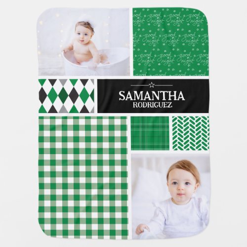 Green Patterns Photo Baby Blanket