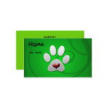 Green Paw Heart Pet Business Cards Green Paw Heart Pet Business Cards