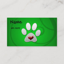 Green Paw Heart Pet Business Cards
