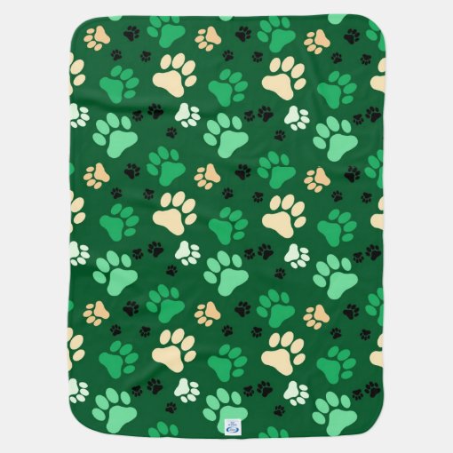 Green Paw Print Dog Crate Blanket Zazzle