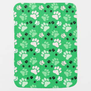 Green Paw Print Dog Crate Blanket
