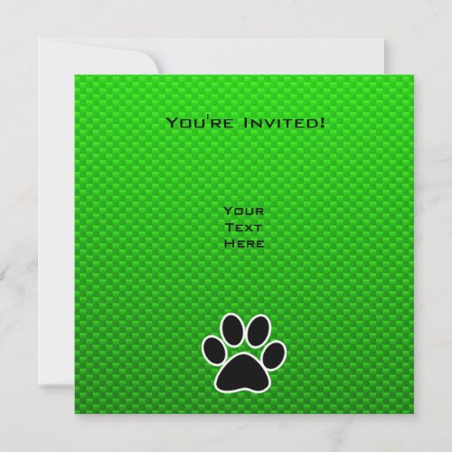 Green Paw Print Invite