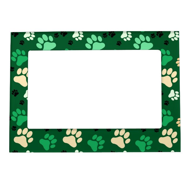 Green Paw Print Magnetic Photo Frame (Front)