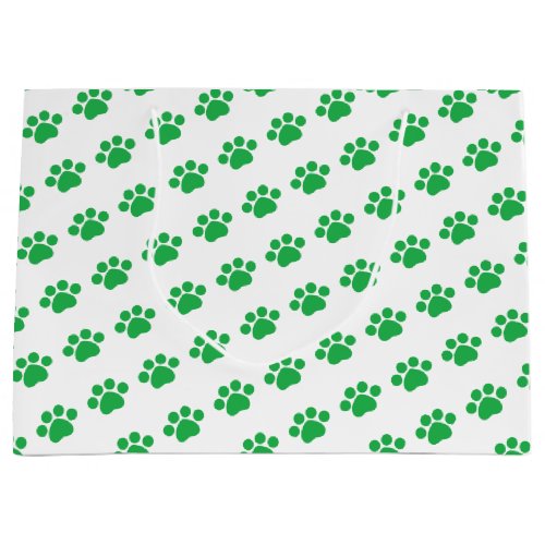 Green Paw Print Pattern Large Gift Bag
