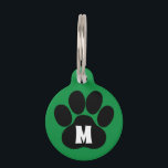 Green Paw Print Pet Tag First Initial Contact Info<br><div class="desc">Green Paw Print Pet Tag with First Initial and Contact Information on back.  Personalize for your new puppy or kitten,  cat,  dog,  or other pet.  Perfect for animal lovers,  holidays and new pet gifts or birthdays.</div>
