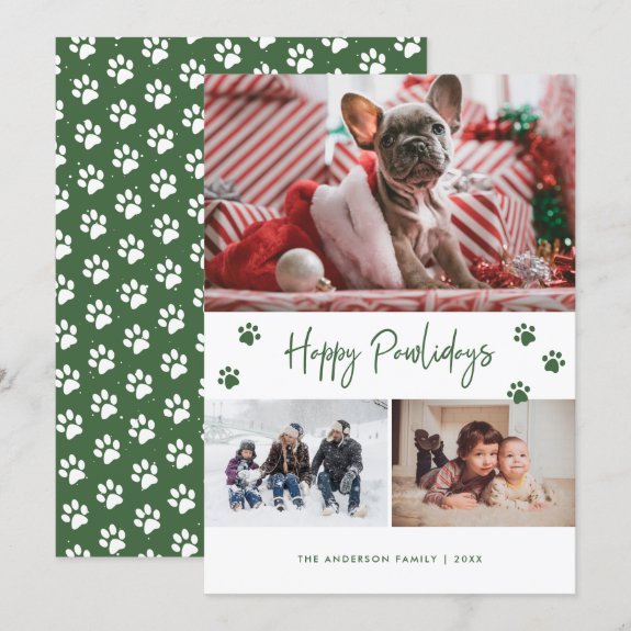 Green Paw Print Photo Collage Happy Pawlidays Pet