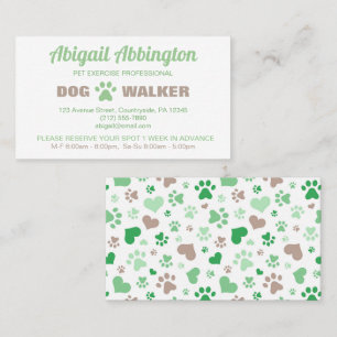 Green Paw Prints Dog Walker Business Card