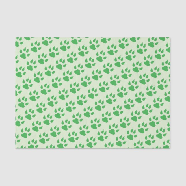 Green Paw Prints Tissue Paper (Front)