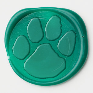 Green Pawprint Wax Seal Sticker