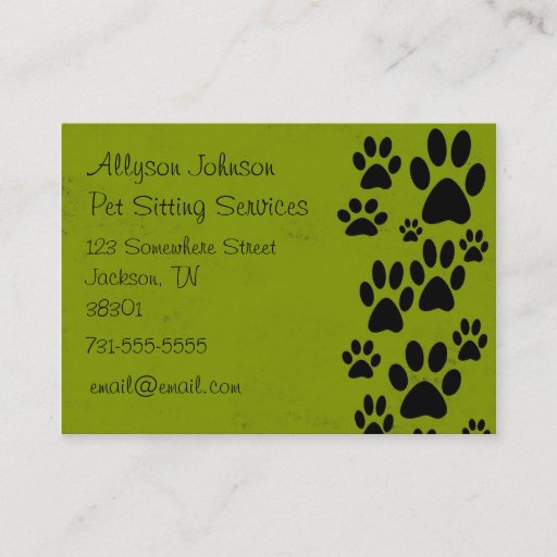 Customizable Green Paws Business Cards