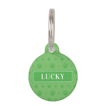 Green Paws Custom Dog Name Round Pet ID Tag
