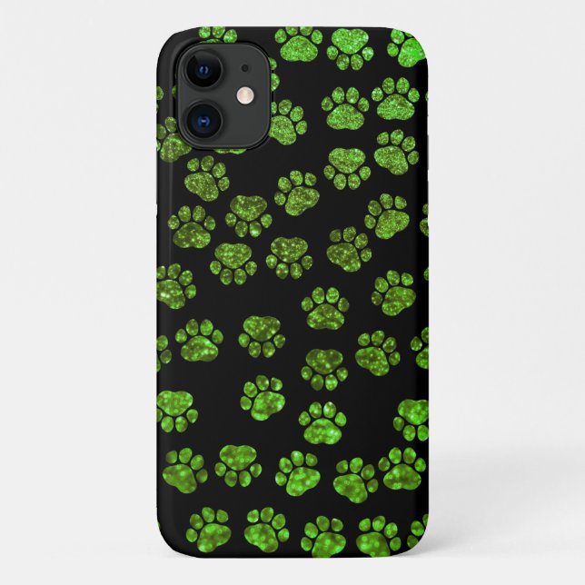 Green Paws, Glitter Paws, Green Glitter, Dog Paws Case-Mate iPhone Case (Back)