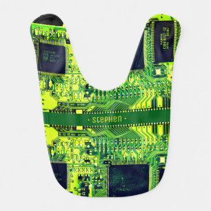 Green PCB board, electronic parts printed circuit Baby Bib