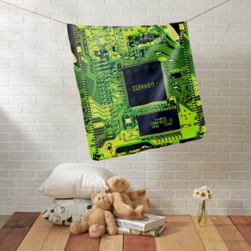 Green PCB board electronic parts printed circuit Baby Blanket