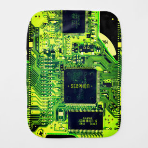 Green PCB board, electronic parts printed circuit Baby Burp Cloth