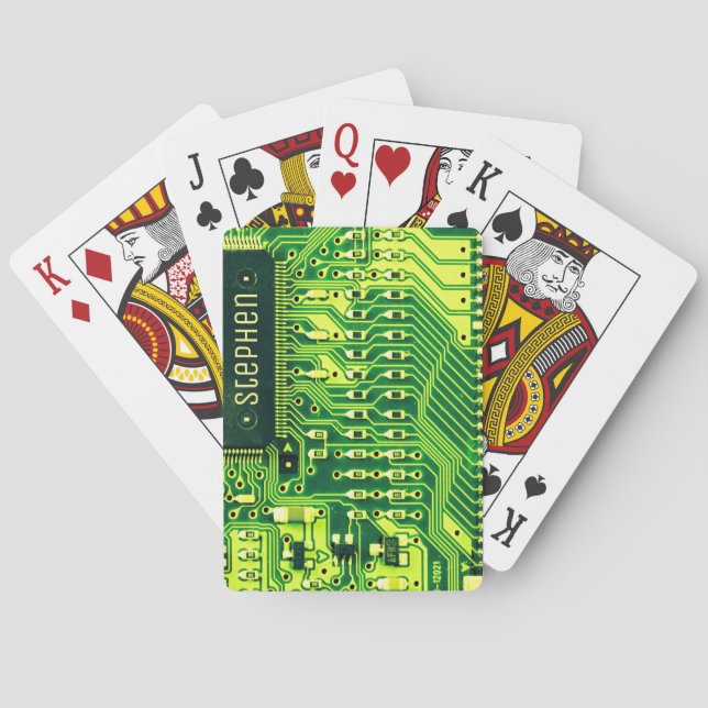 Green PCB board, electronic parts printed circuit Poker Cards (Back)
