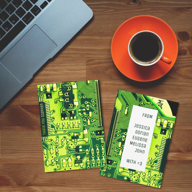 Green PCB board, electronic parts printed circuit Thank You Card (Creator Uploaded)