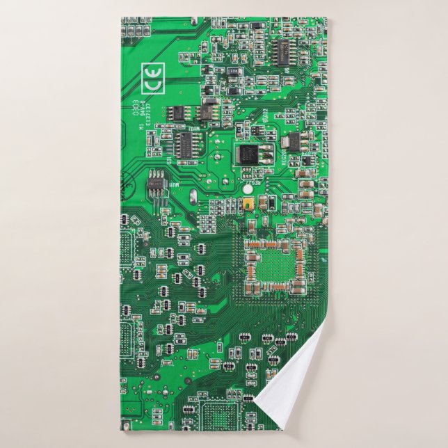 Green PCB Circuit Board Design for IT Pros Bath Towel (Bath Towel)