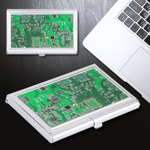 Green PCB Circuit Board Design for IT Pros Business Card Holder