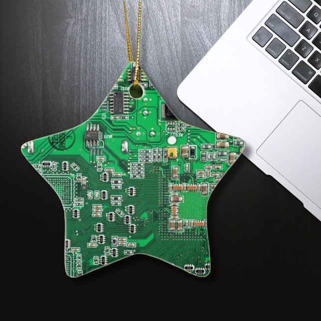 Green PCB Circuit Board Design for IT Pros Ceramic Ornament (Creator Uploaded)