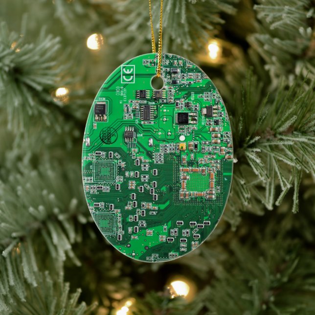 Green PCB Circuit Board Design for IT Pros Ceramic Ornament (Tree)