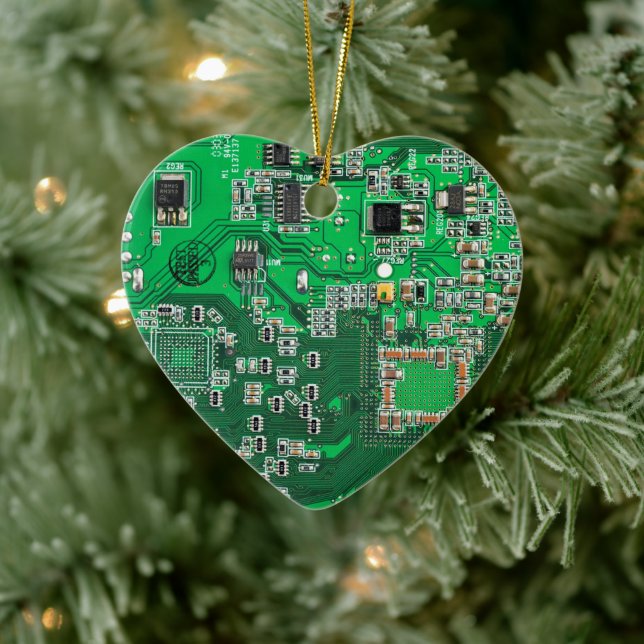 Green PCB Circuit Board Design for IT Pros Ceramic Ornament (Tree)
