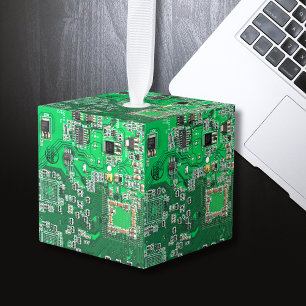 Green PCB Circuit Board Design for IT Pros Cube Ornament