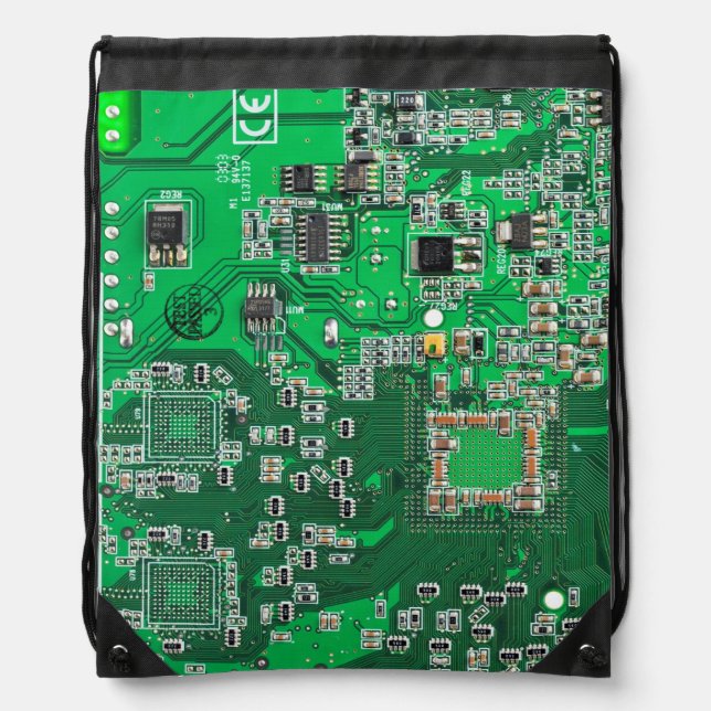 Green PCB Circuit Board Design for IT Pros Drawstring Bag (Front)