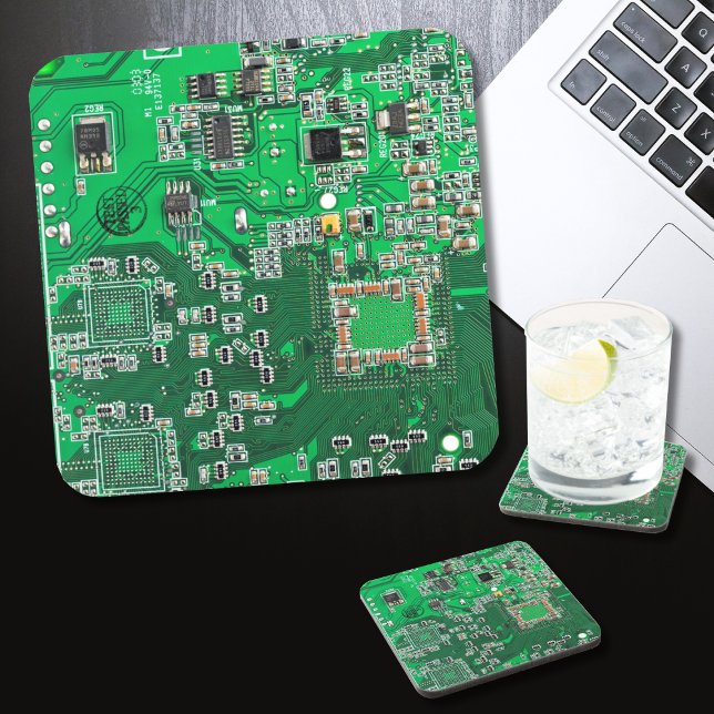 Green PCB Circuit Board Design for IT Pros Drink Coaster (Creator Uploaded)