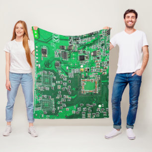 Green PCB Circuit Board Design for IT Pros Fleece Blanket