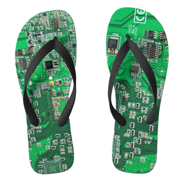 Green PCB Circuit Board Design for IT Pros Flip Flops (Footbed)