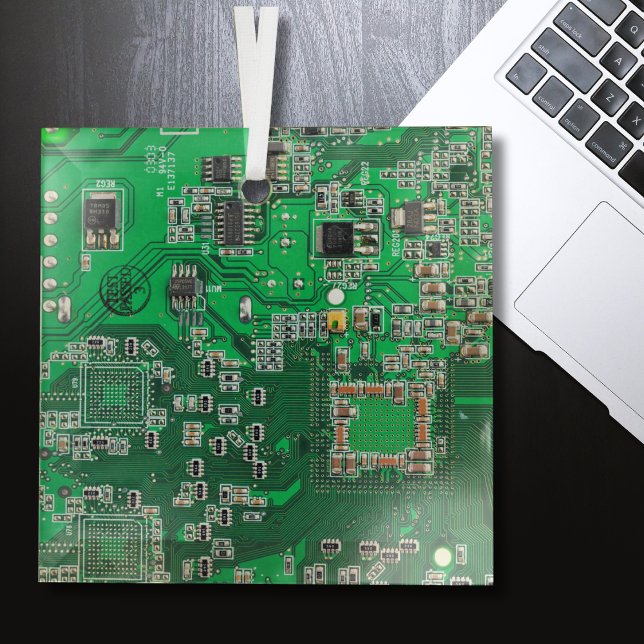 Green PCB Circuit Board Design for IT Pros Glass Ornament (Creator Uploaded)