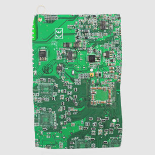 Green PCB Circuit Board Design for IT Pros Golf Towel