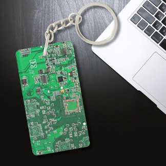 Green PCB Circuit Board Design for IT Pros Keychain