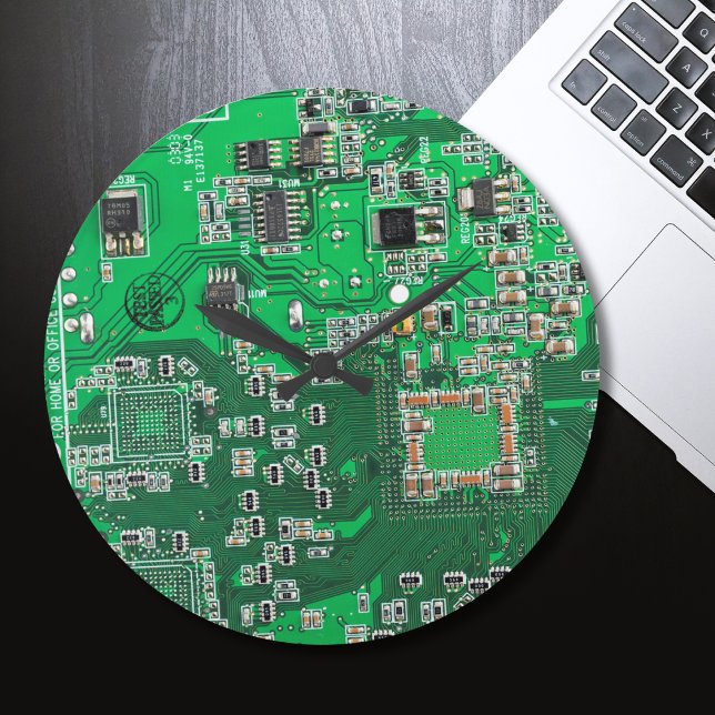 Green PCB Circuit Board Design for IT Pros Large Clock (Creator Uploaded)