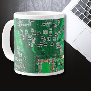 Green PCB Circuit Board Design for IT Pros Large Coffee Mug