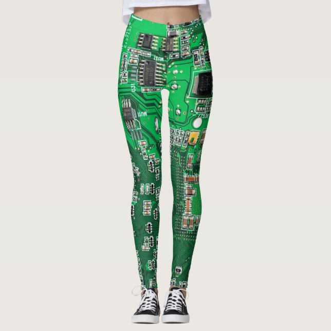 Green PCB Circuit Board Design for IT Pros Leggings (Front)