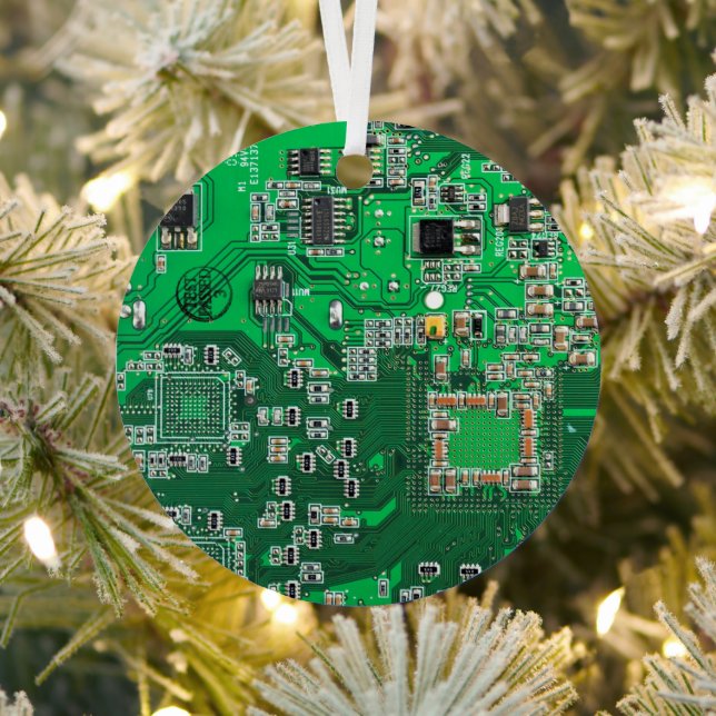 Green PCB Circuit Board Design for IT Pros Metal Ornament (Insitu)