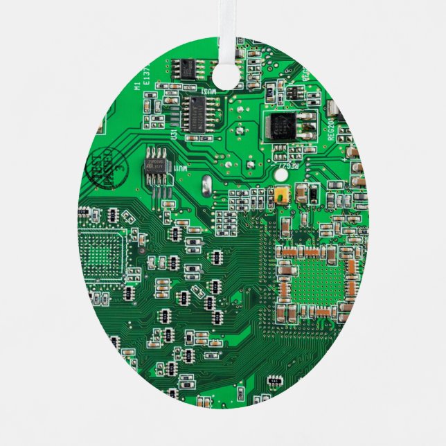 Green PCB Circuit Board Design for IT Pros Metal Ornament (Front)