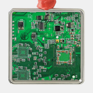 Green PCB Circuit Board Design for IT Pros Metal Ornament