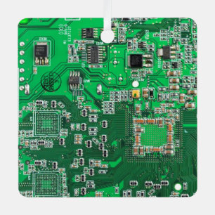 Green PCB Circuit Board Design for IT Pros Metal Ornament