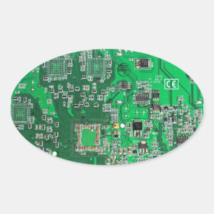 Green PCB Circuit Board Design for IT Pros Oval Sticker
