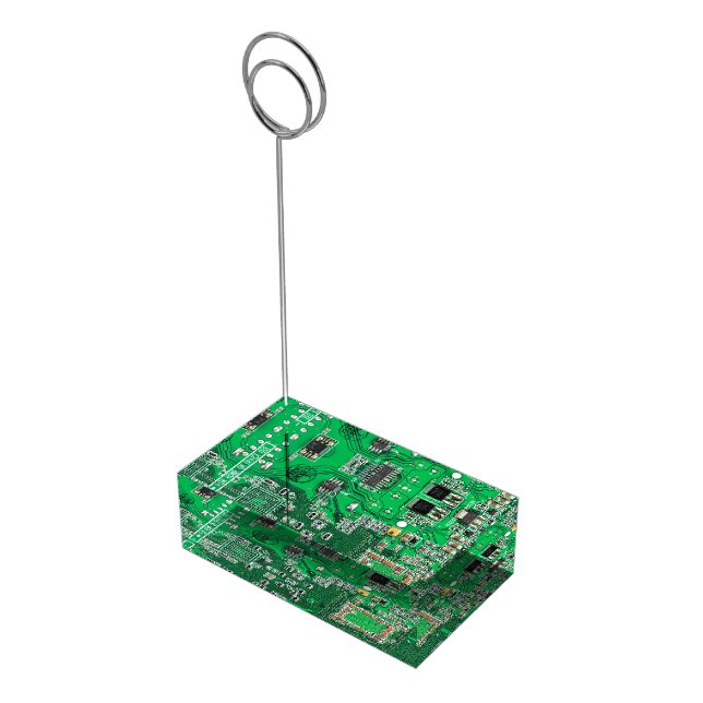 Green PCB Circuit Board Design for IT Pros Place Card Holder (Corner)
