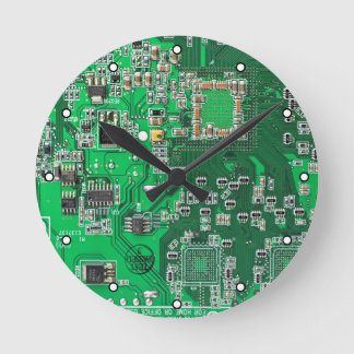 Green PCB Circuit Board Design for IT Pros Round Clock