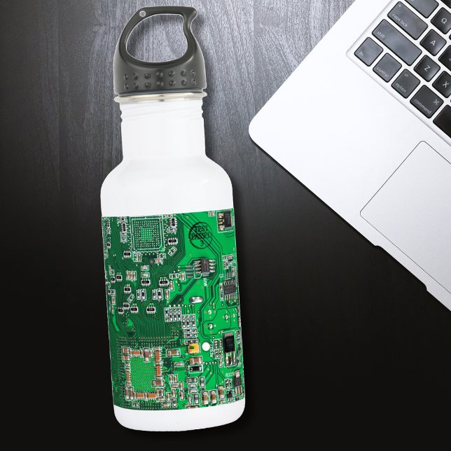 Green PCB Circuit Board Design for IT Pros Stainless Steel Water Bottle (Creator Uploaded)